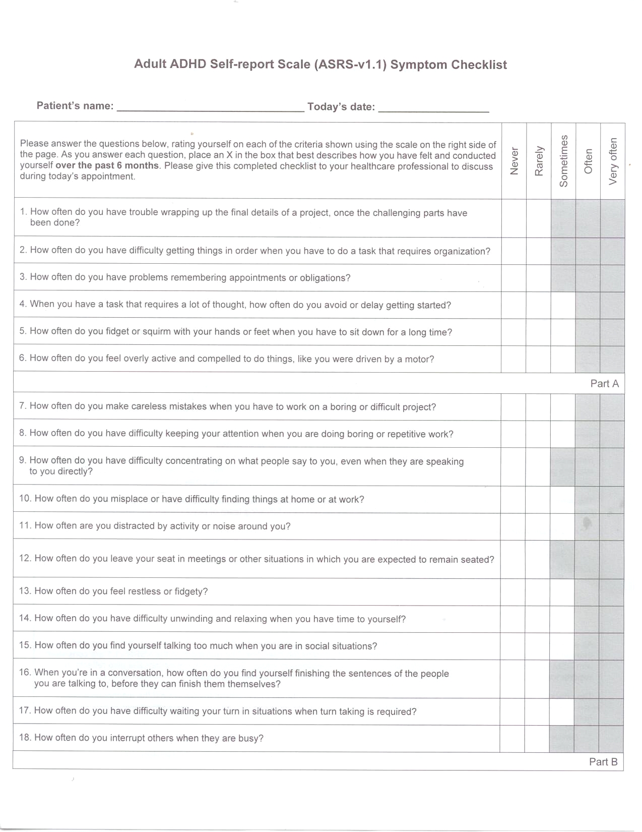 Adult Add Questionaire 115